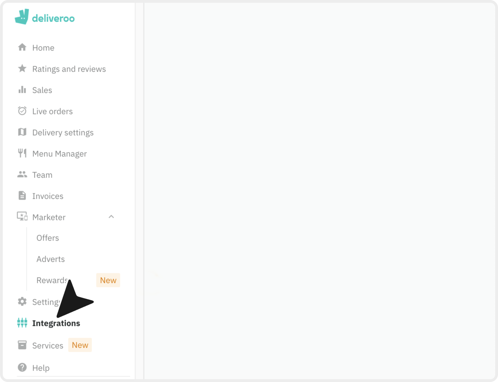 Navigate to POS Integration Settings screenshot
